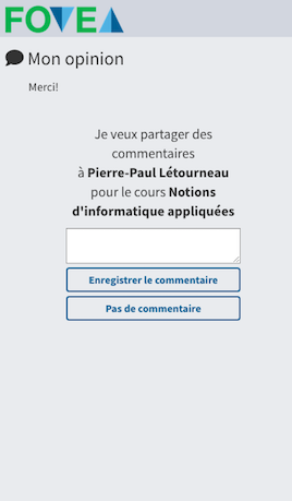 Interface des étudiants